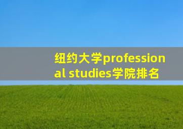 纽约大学professional studies学院排名